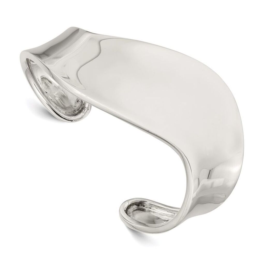 Kazi Luxury Sterling Silver Wave Cuff Bangle - image 1